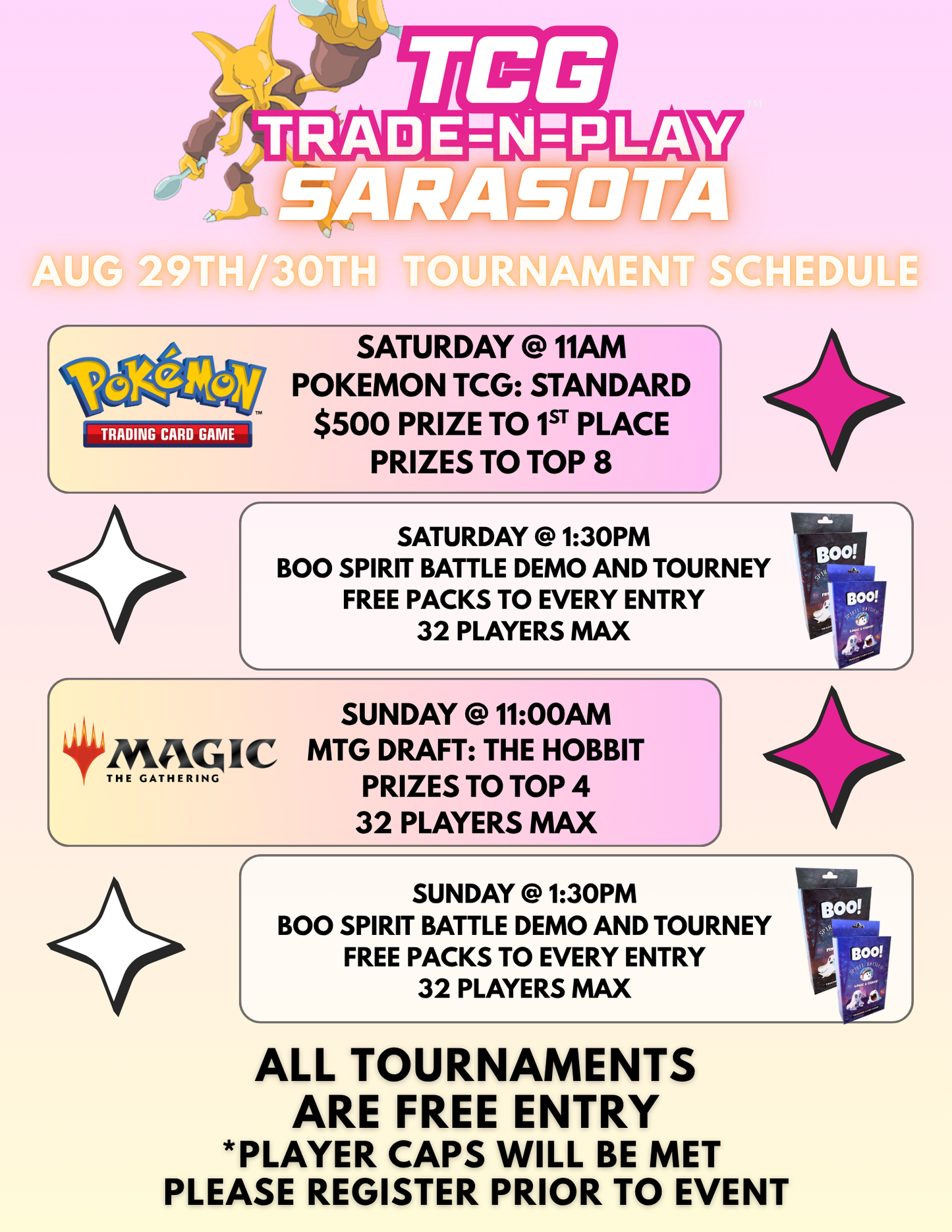 Sarasota TCG Tournaments (FREE to Enter) - Aug 29/30