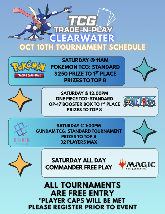 TCG Tournaments: Clearwater Trade-N-Play, Oct 10